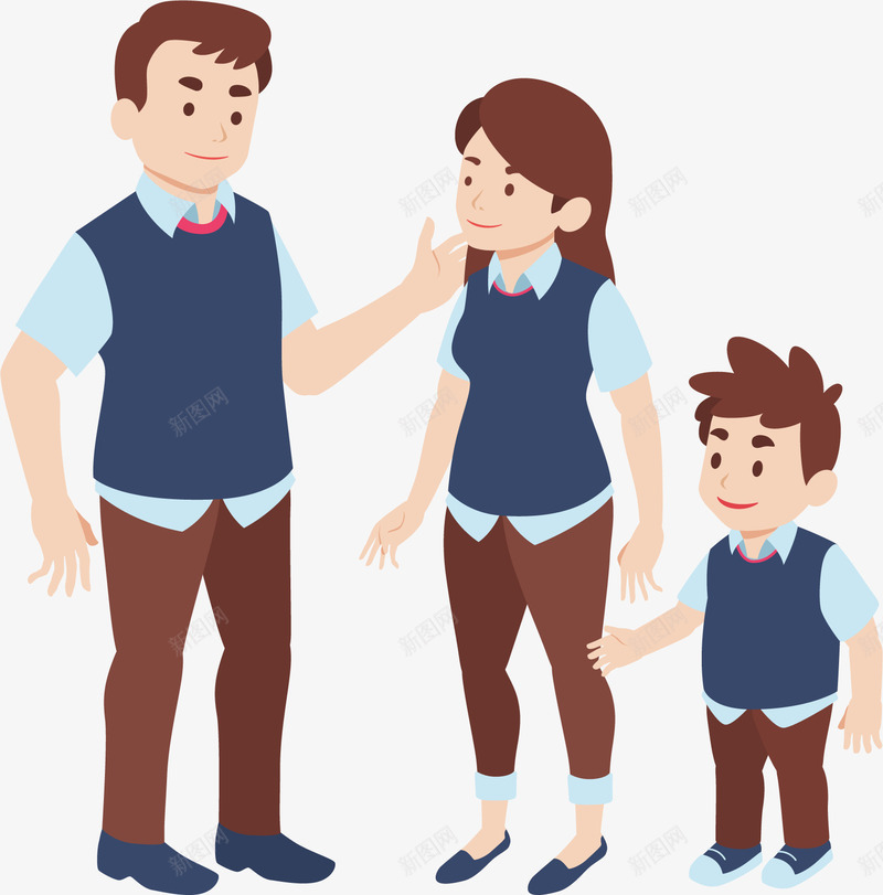 手绘一家人png免抠素材_新图网 https://ixintu.com 一家人 亲子装 手绘