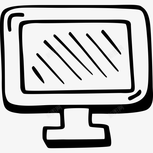 桌面手拉的监控屏幕社交手绘图标png_新图网 https://ixintu.com Desktop drawn hand monitor screen 屏幕 手拉的 桌面 监控