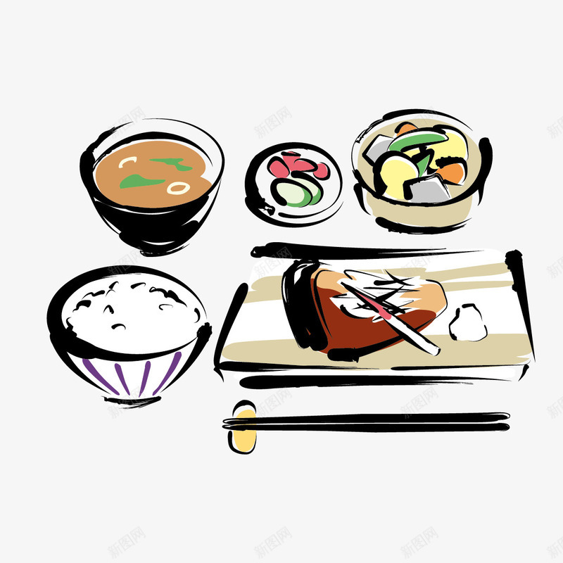 菜和饭矢量图ai免抠素材_新图网 https://ixintu.com 汤 筷子 米饭 菜 矢量图