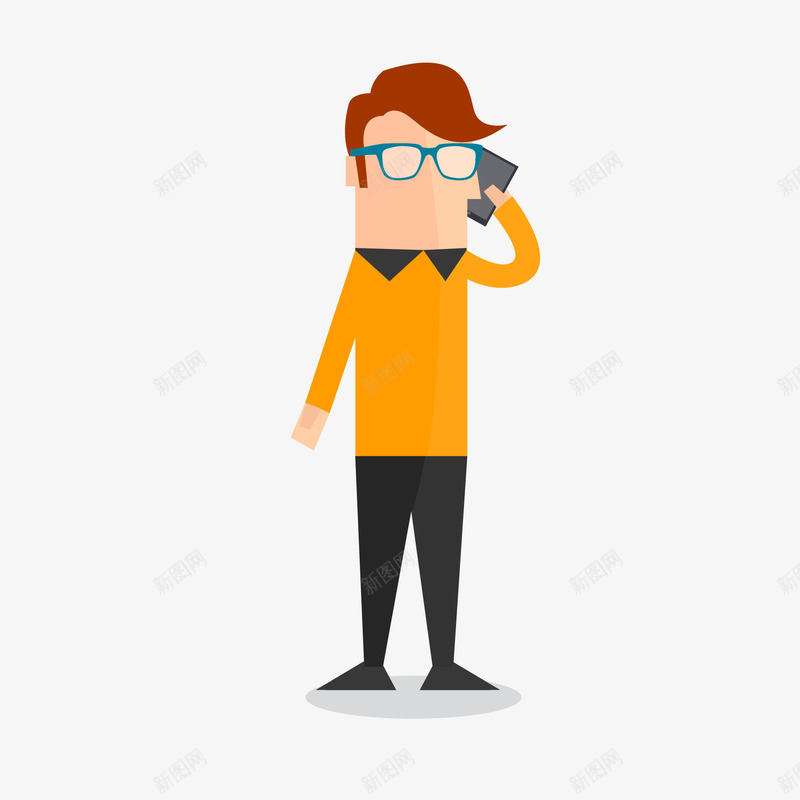 打电话的男性人物矢量图ai免抠素材_新图网 https://ixintu.com 人物设计 扁平化 打电话 男性人物 黄色 矢量图