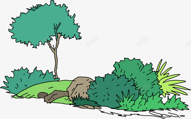 手绘野外植物草丛png免抠素材_新图网 https://ixintu.com 植物 草丛 野外