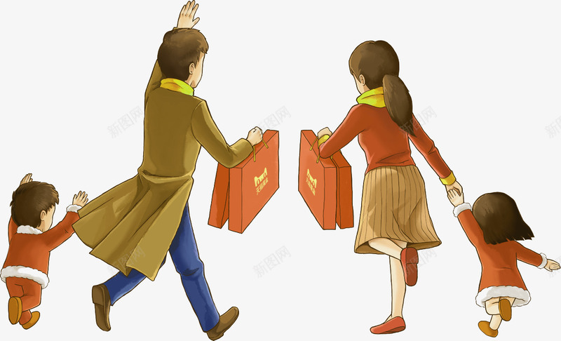 红色卡通一家人装饰图案png免抠素材_新图网 https://ixintu.com 一家人 卡通 红色 装饰图案