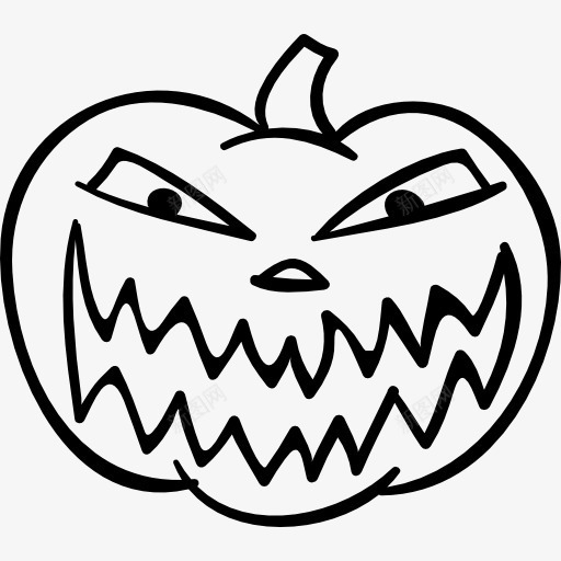 可怕的万圣节南瓜头的轮廓图标png_新图网 https://ixintu.com 万圣节 南瓜头 可怕 手画 手画图 脸