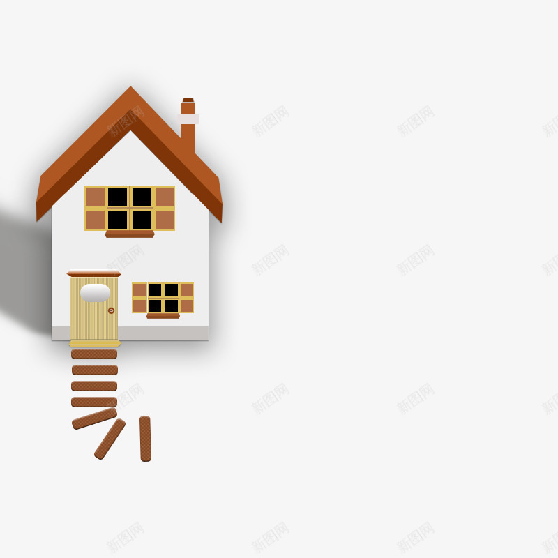 利用基本形状拼图成的房子台阶png免抠素材_新图网 https://ixintu.com 台阶 形状 房子 拼图