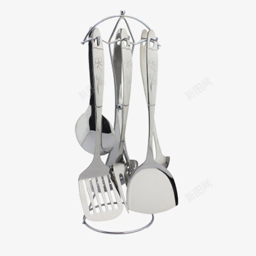 厨具套装不锈钢厨具七件套png免抠素材_新图网 https://ixintu.com 产品实物 厨房勺子 炊具全套 锅铲汤勺子