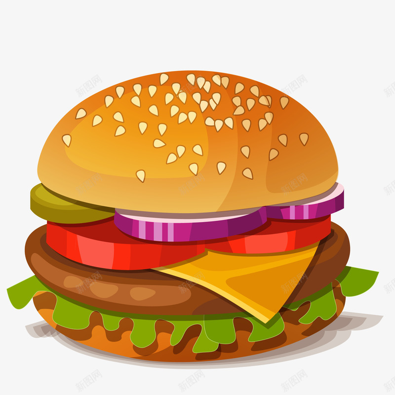 快餐汉堡包食物矢量图ai免抠素材_新图网 https://ixintu.com 天猫吃货节 快餐 汉堡包 美食 食物 矢量图
