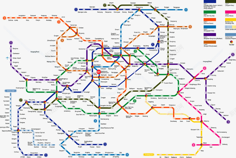 首尔地铁线路图png免抠素材_新图网 https://ixintu.com 地铁线路 地铁线路图 韩国地图 首尔