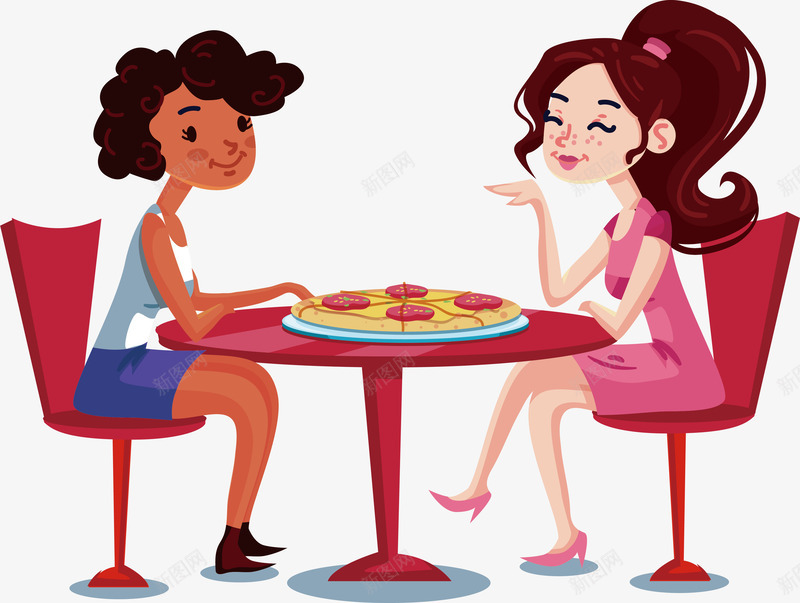 闺蜜约会披萨店png免抠素材_新图网 https://ixintu.com 披萨 披萨店 矢量png 聊天讨论 谈八卦 闺蜜约会