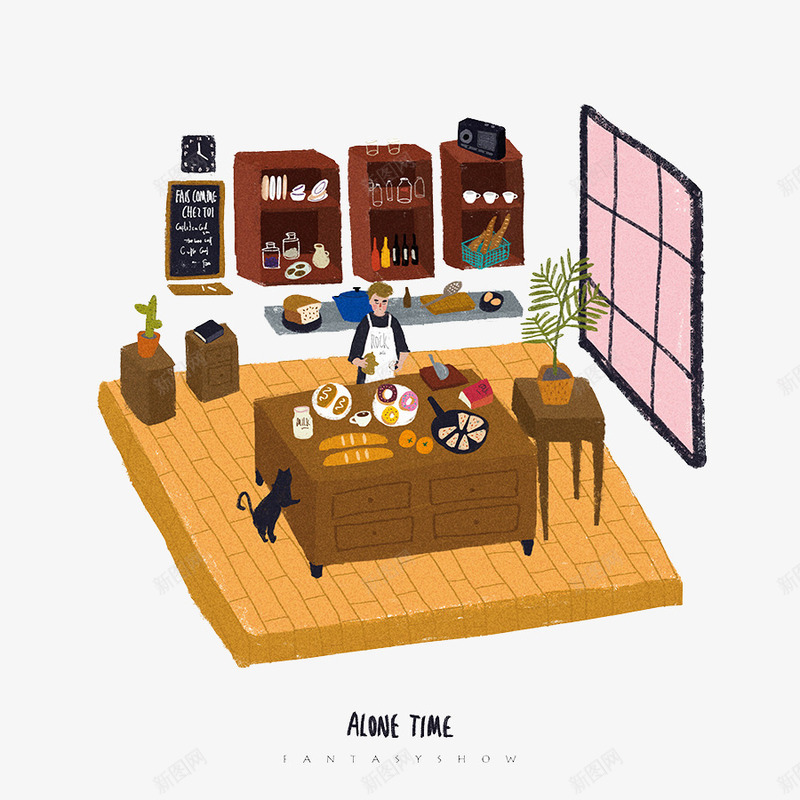 扁平手绘厨房料理png免抠素材_新图网 https://ixintu.com 创意设计 卡通设计 扁平创意图