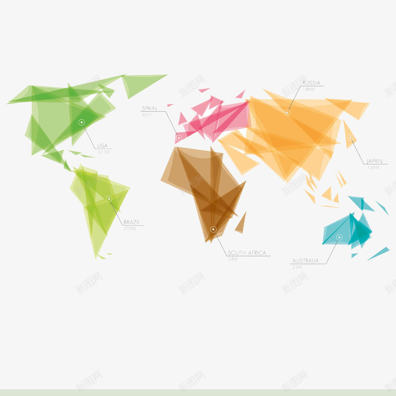 彩色多边形地图png免抠素材_新图网 https://ixintu.com 分界 划分 区别 国家 国界线 地域线 彩色多边形地图分界 高清免扣