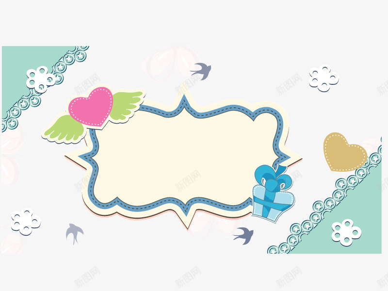 卡通边框装饰png免抠素材_新图网 https://ixintu.com 卡通 小清新 心形 童趣 背景装饰 花 边框
