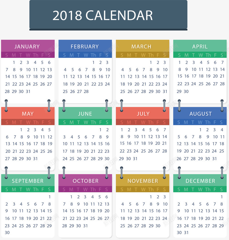 彩色活页日历png免抠素材_新图网 https://ixintu.com 2018年日历 2018日历 新年日历 日历 矢量png