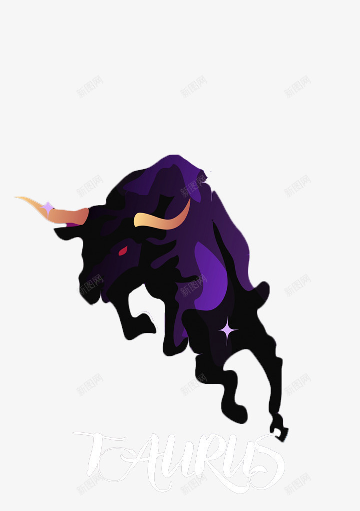 卡通简约时尚金牛座海报png免抠素材_新图网 https://ixintu.com 插画 时尚 星座 星座线条 星空 海报 神秘 简约 线条 装饰 金牛座 金色