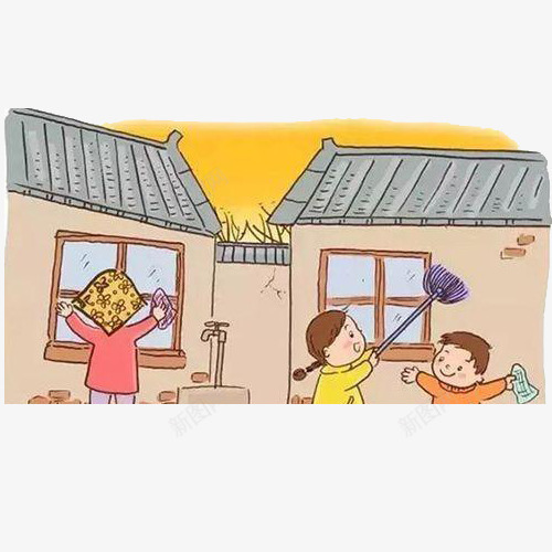 全家清洁窗户图案png免抠素材_新图网 https://ixintu.com 全家 大扫除 擦窗户 效果图案 清洁窗户 装饰