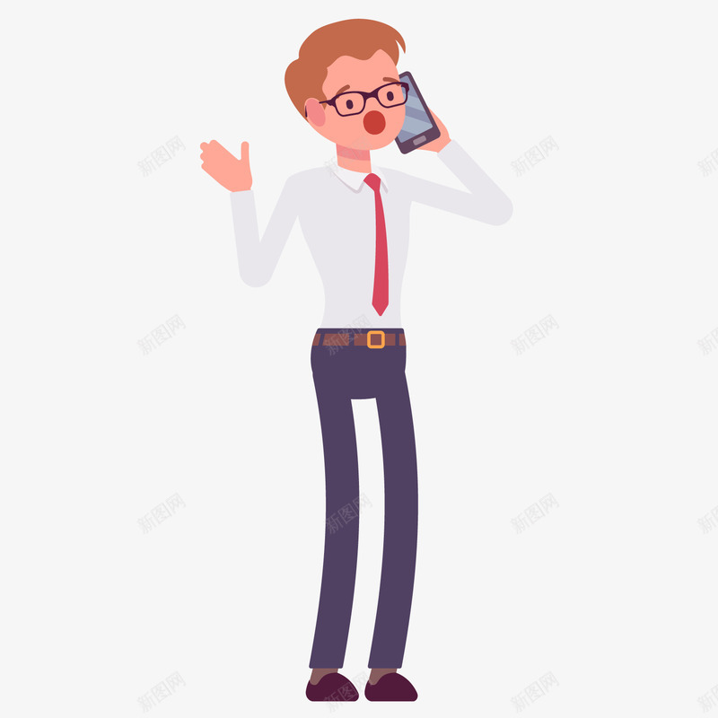 打电话白衣商务男子png免抠素材_新图网 https://ixintu.com 卡通人物 卡通男子 商务人物 打电话男子