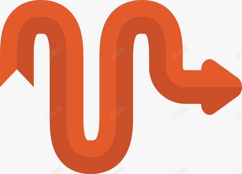 创意红色多弯箭头图标png_新图网 https://ixintu.com 几何 创意 创意箭头 图案 指引 指示 方向 箭头 红色多弯箭头 花边 设计 长箭
