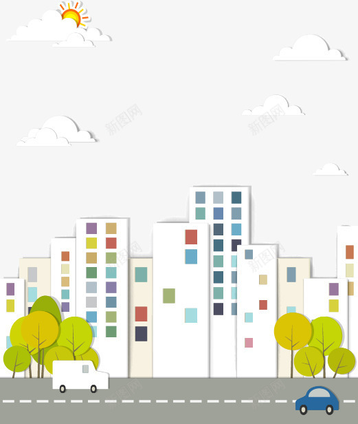 卡通建筑和街道矢量图ai免抠素材_新图网 https://ixintu.com 卡通 建筑 街道 矢量图