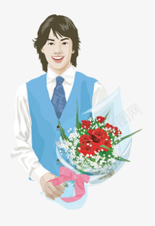 手捧鲜花的男人png免抠素材_新图网 https://ixintu.com 求婚 男人 鲜花