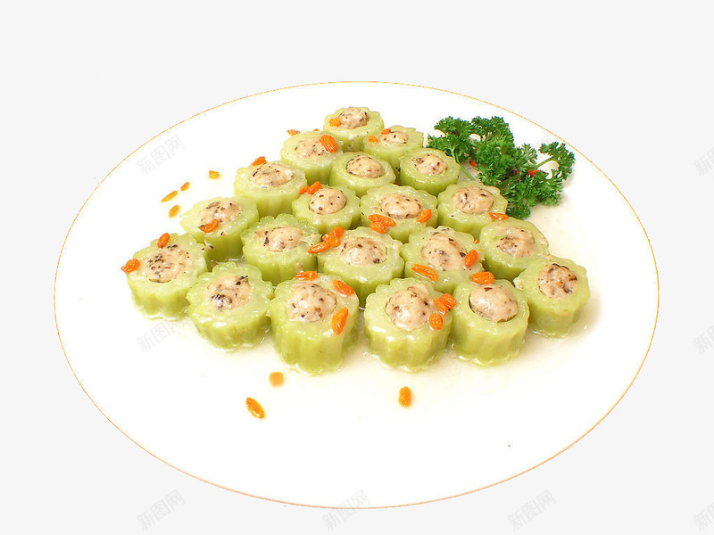 鲜酿苦瓜png免抠素材_新图网 https://ixintu.com 中华美食 传统美食 农家菜 家常菜 特色苦瓜 美味熟菜 餐饮美食