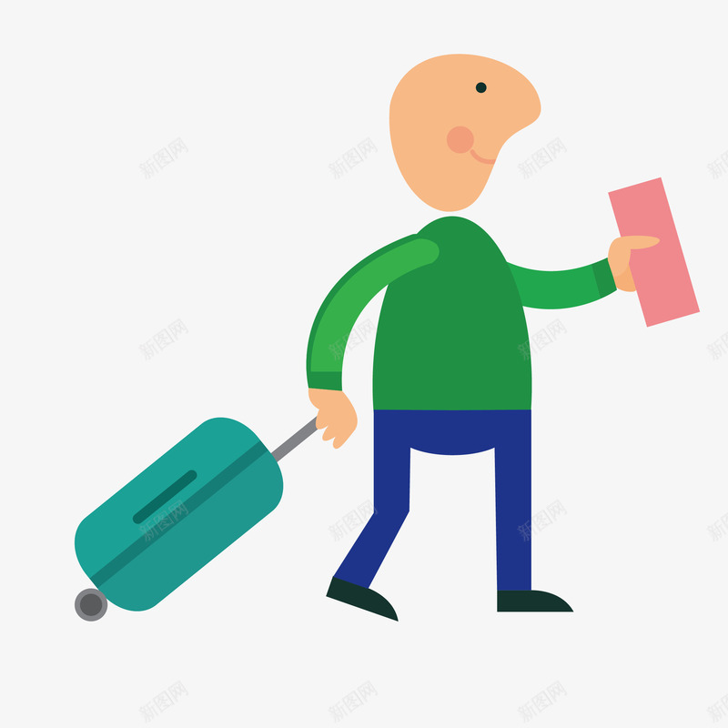 拉行李箱的人png免抠素材_新图网 https://ixintu.com 人物简笔画 出游的人 手绘人物 装饰图 装饰画