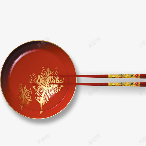 筷碟png免抠素材_新图网 https://ixintu.com 中国风 碟子 筷子 红色