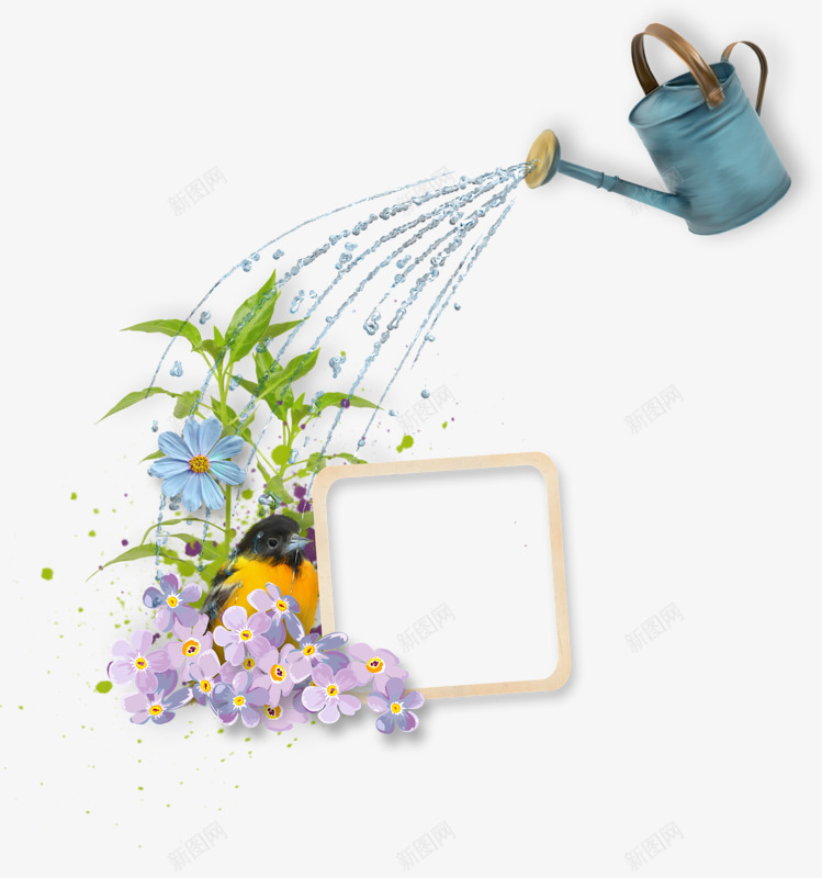 卡通框架png免抠素材_新图网 https://ixintu.com 卡通 框架 水壶 浇花 鲜花