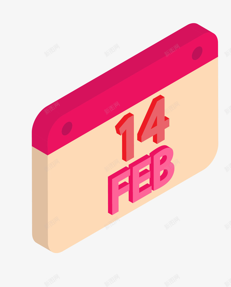 卡通日历png免抠素材_新图网 https://ixintu.com 14 14号 FEB 卡通日历 日历 日期 立体