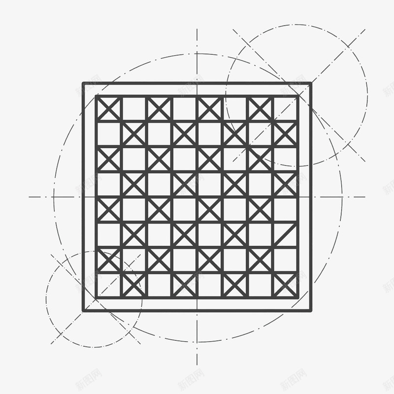 手绘黑色格子棋盘png免抠素材_新图网 https://ixintu.com 手绘 格子 棋子 棋盘 棋盘格 虚线圆 黑色