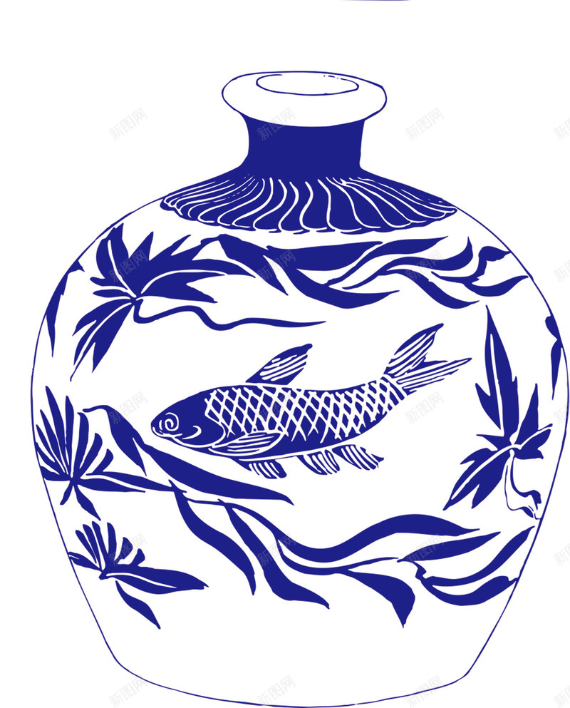 鲤鱼青花瓷器psd免抠素材_新图网 https://ixintu.com 传统 古典 陶瓷