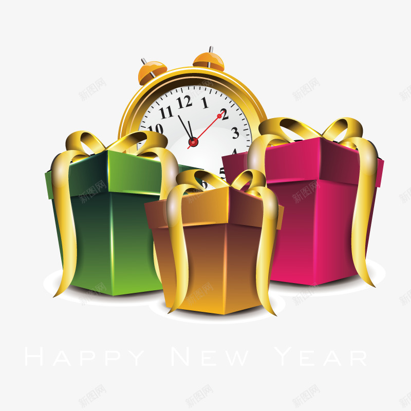 闹钟礼物png免抠素材_新图网 https://ixintu.com 倒计时 彩色 新年倒计时 礼物 闹钟
