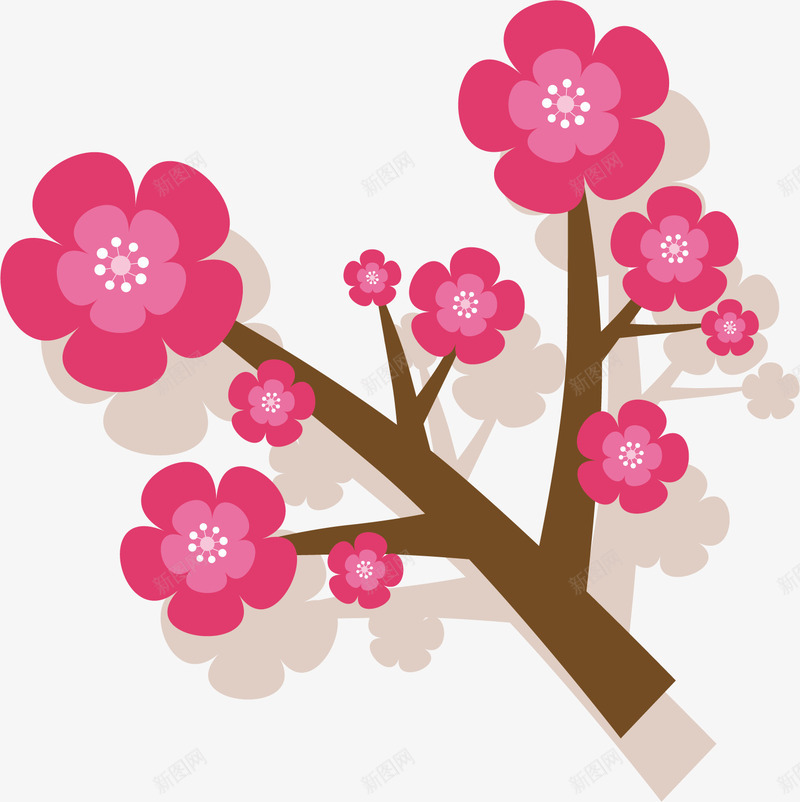 盛开的桃花矢量图ai免抠素材_新图网 https://ixintu.com 创意 卡通 商务 手绘 树 桃花 桃花树 矢量图 简约 粉色