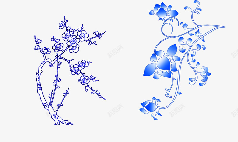 青花瓷花纹png免抠素材_新图网 https://ixintu.com 中国风 花纹 青色 青花瓷