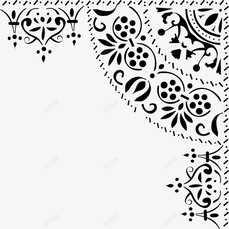 黑色欧式边角花纹png免抠素材_新图网 https://ixintu.com 欧式 花纹 边角 黑色