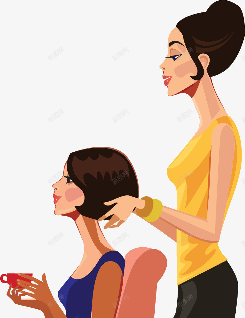 手绘做头发png免抠素材_新图网 https://ixintu.com 做头发 手绘 美发