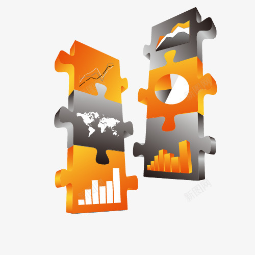 ppt拼图元素矢量图图标ai_新图网 https://ixintu.com ppt 商务 拼图 立体 矢量图