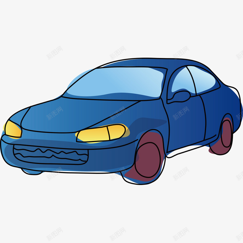 蓝色卡通车车矢量图ai免抠素材_新图网 https://ixintu.com 小车 汽车 蓝色 通车 矢量图