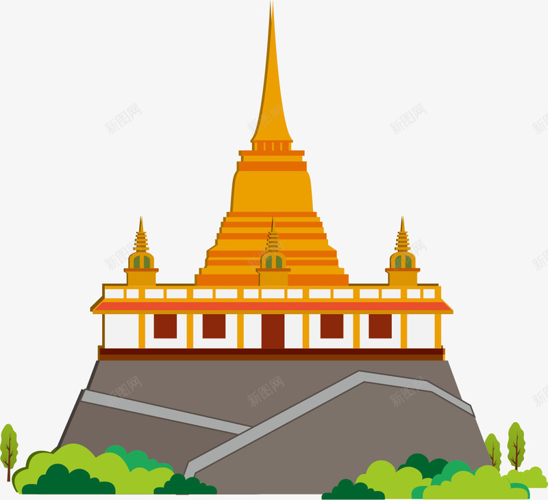 泰国金殿矢量图eps免抠素材_新图网 https://ixintu.com 手绘 泰国 泰国手绘 泰国标志 泰国特色 金殿 矢量图