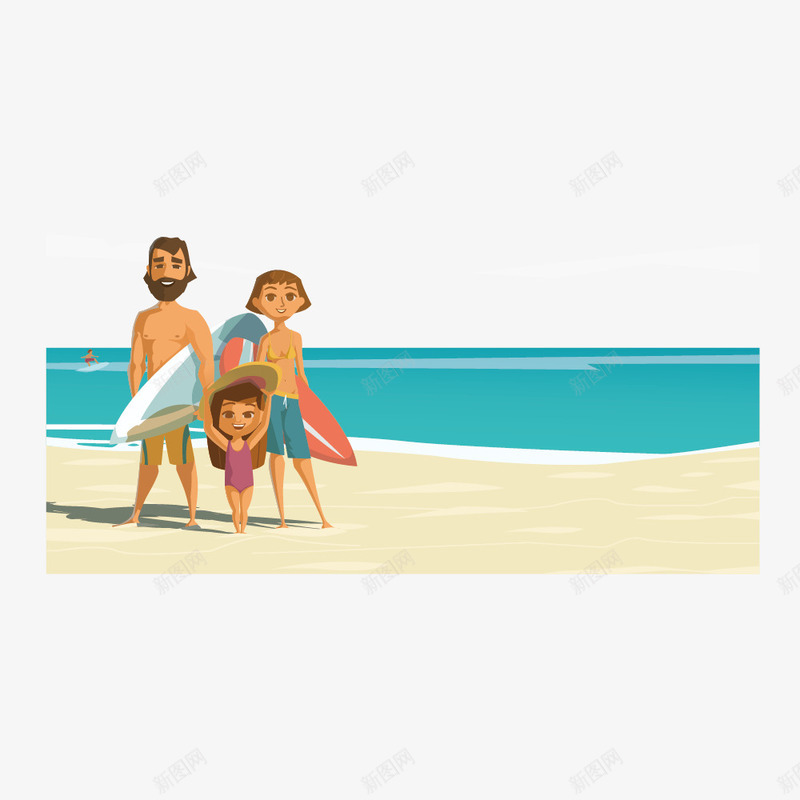 海边的一家三口矢量图ai免抠素材_新图网 https://ixintu.com 家人 户外 运动 矢量图