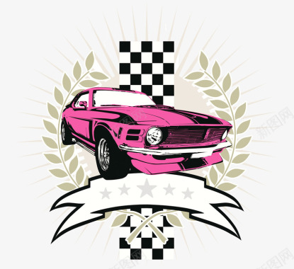 粉色赛车图案图标图标