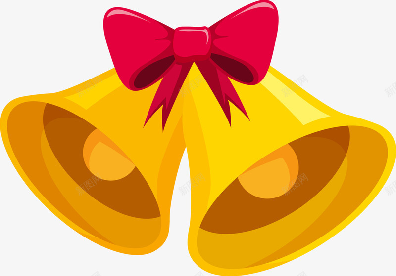 圣诞节黄色蝴蝶结铃铛png免抠素材_新图网 https://ixintu.com Christma Christmas Merry 响铃 圣诞快乐 圣诞节 装饰图案 铃铛