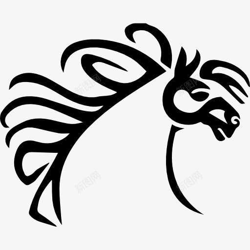 马与美丽的头发线图标png_新图网 https://ixintu.com 动物 毛 特写 线 马 马鬃