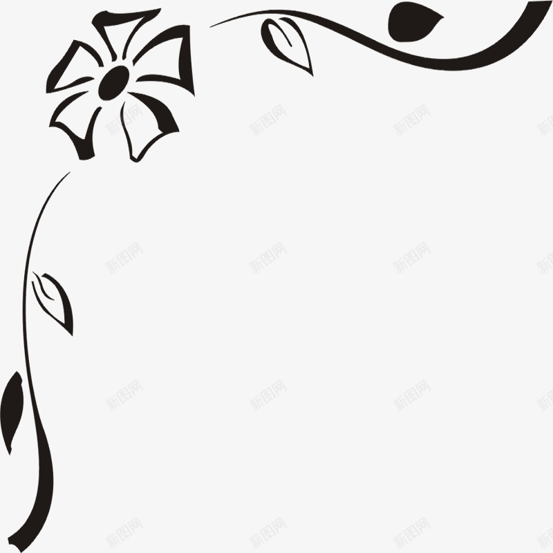 单调角花png免抠素材_新图网 https://ixintu.com 花朵 角花 边角 黑色