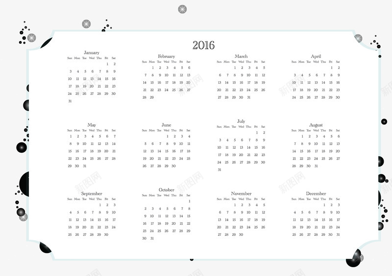 2016日历插图矢量图ai免抠素材_新图网 https://ixintu.com 2016日历 日历 矢量图