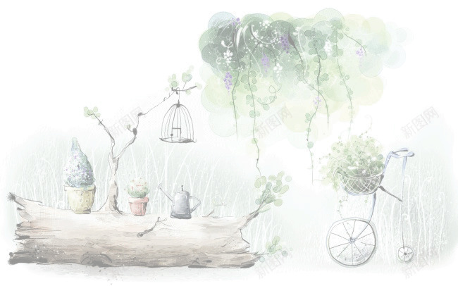 手绘花园png免抠素材_新图网 https://ixintu.com 手绘 手绘花园 花园