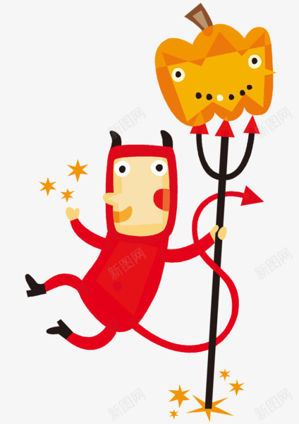 卡通万圣节小鬼png免抠素材_新图网 https://ixintu.com 万圣节 南瓜 卡通 叉子 鬼节