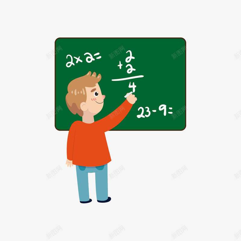 在绿色黑板写字的男孩矢量图ai免抠素材_新图网 https://ixintu.com 写字 写字男孩 男孩 白色 红色 绿色 黑色 矢量图