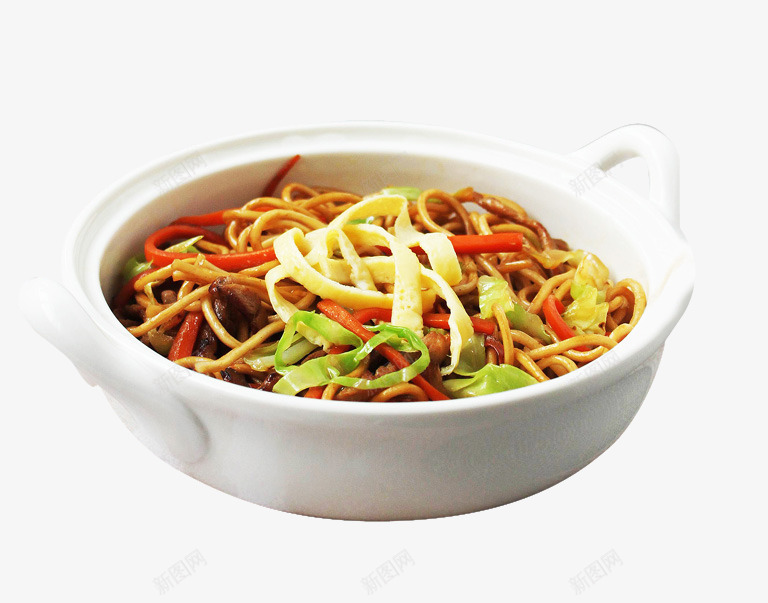 杂蔬肉丝炒面png免抠素材_新图网 https://ixintu.com 包菜 特色饭 美食 肉丝 胡萝卜丝 菌菇 面条