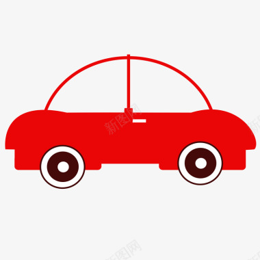 红色扁平化汽车元素矢量图图标图标