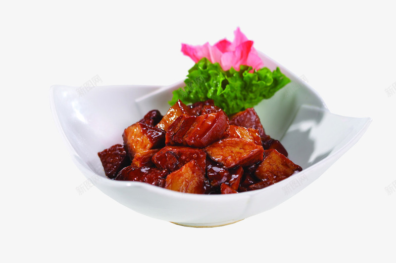 特色红烧肉png免抠素材_新图网 https://ixintu.com 产品实物 烧肉 红烧肉 美食 餐盘