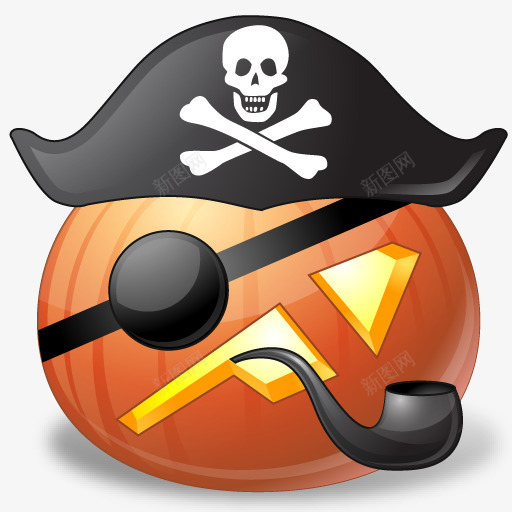 手绘海盗船小南瓜png免抠素材_新图网 https://ixintu.com 南瓜 海盗船